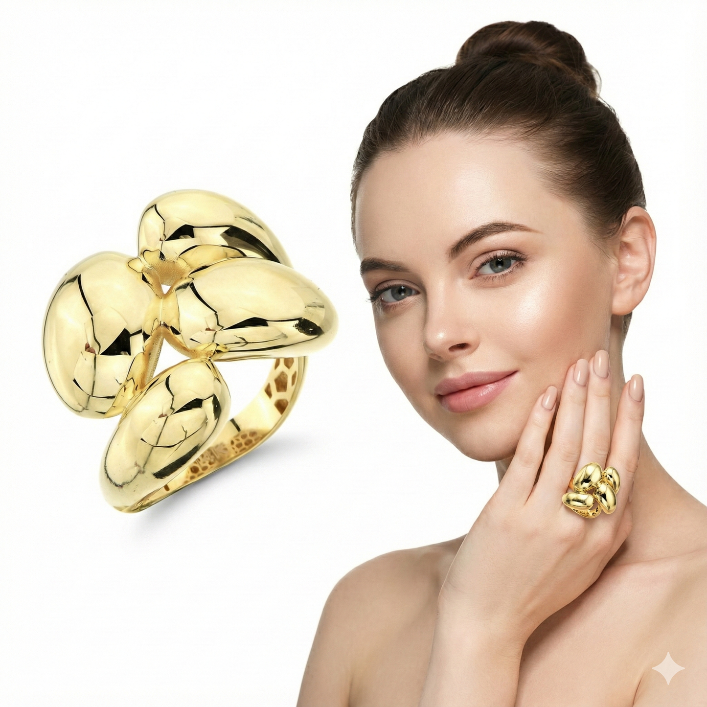 Sculptural Yellow Gold Bean Cocktail Ring
