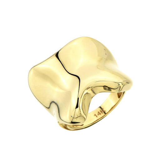 14K Yellow Gold Modern Design Signet Ring