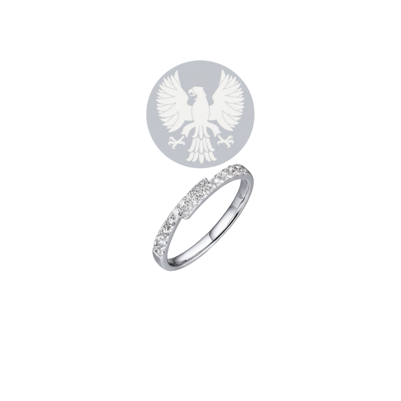 White Gold Plated Silver Band Ring with Round Cut Diamonds