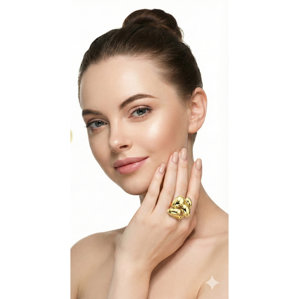 Sculptural Yellow Gold Bean Cocktail Ring