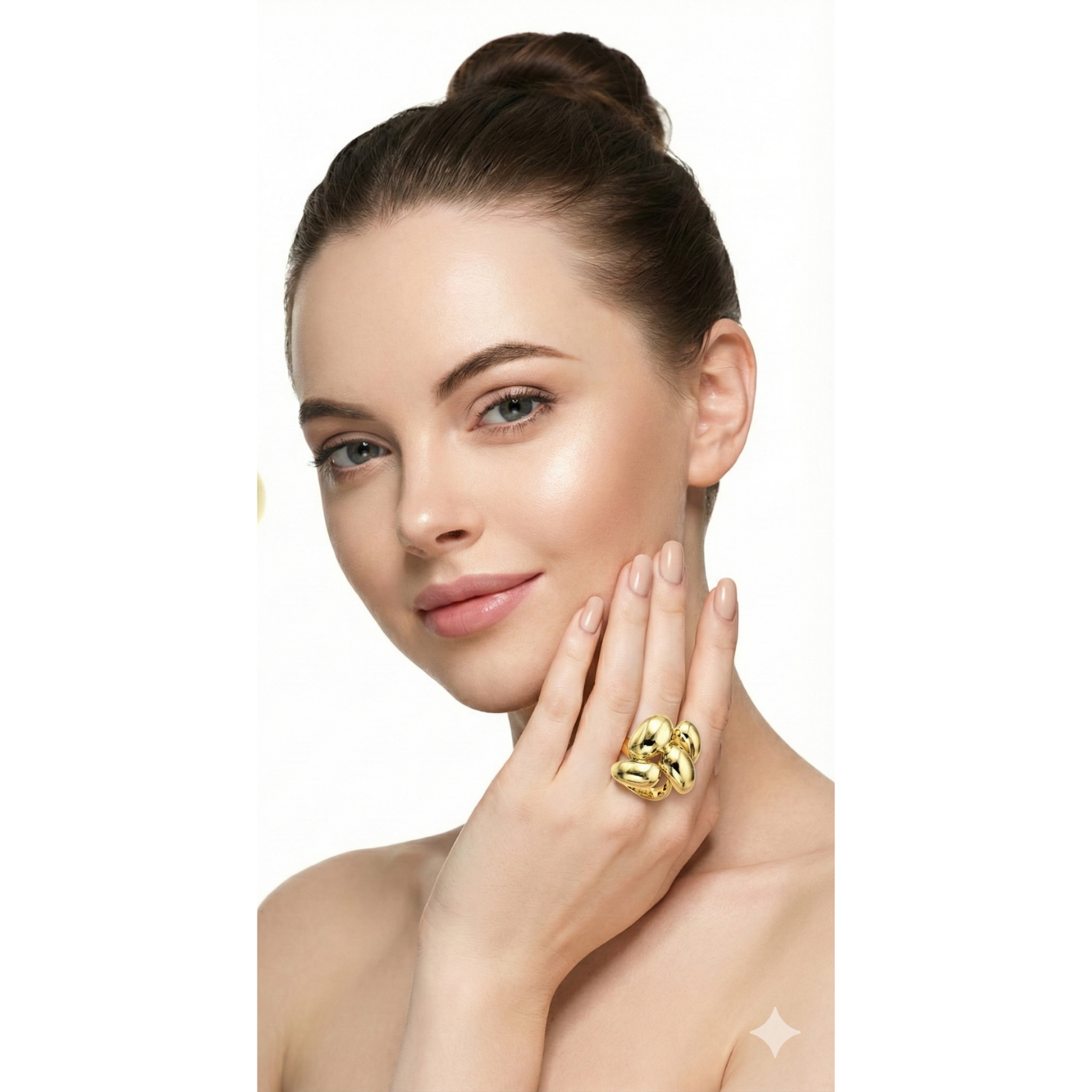 Sculptural Yellow Gold Bean Cocktail Ring