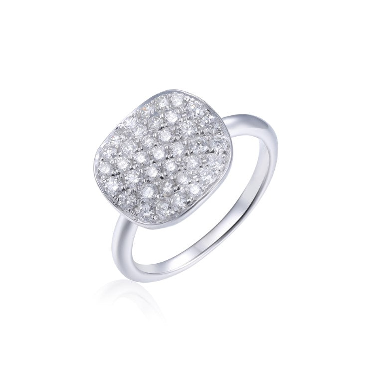 White Gold Diamond Cocktail Ring in Silver with Round Brilliant Cut Diamonds