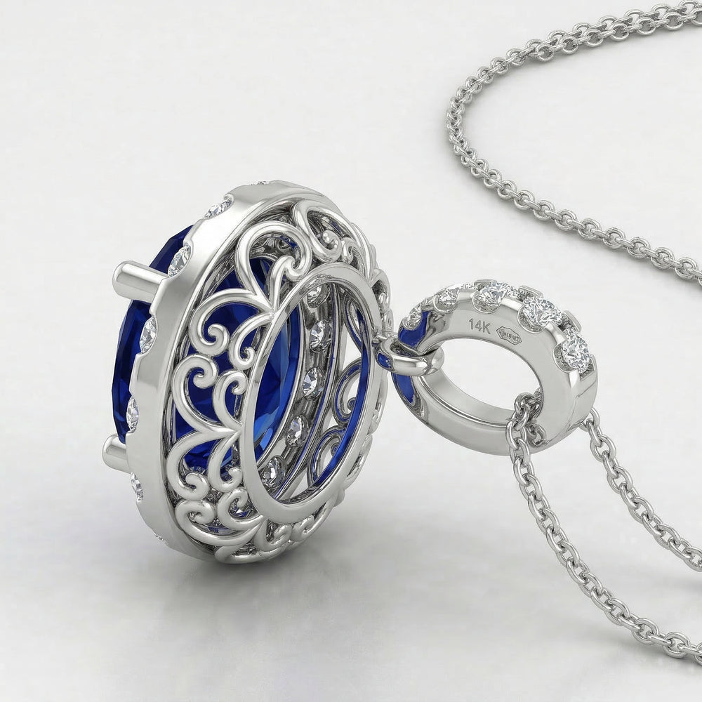 14KW PREC COLOR  HALO PENDANT
