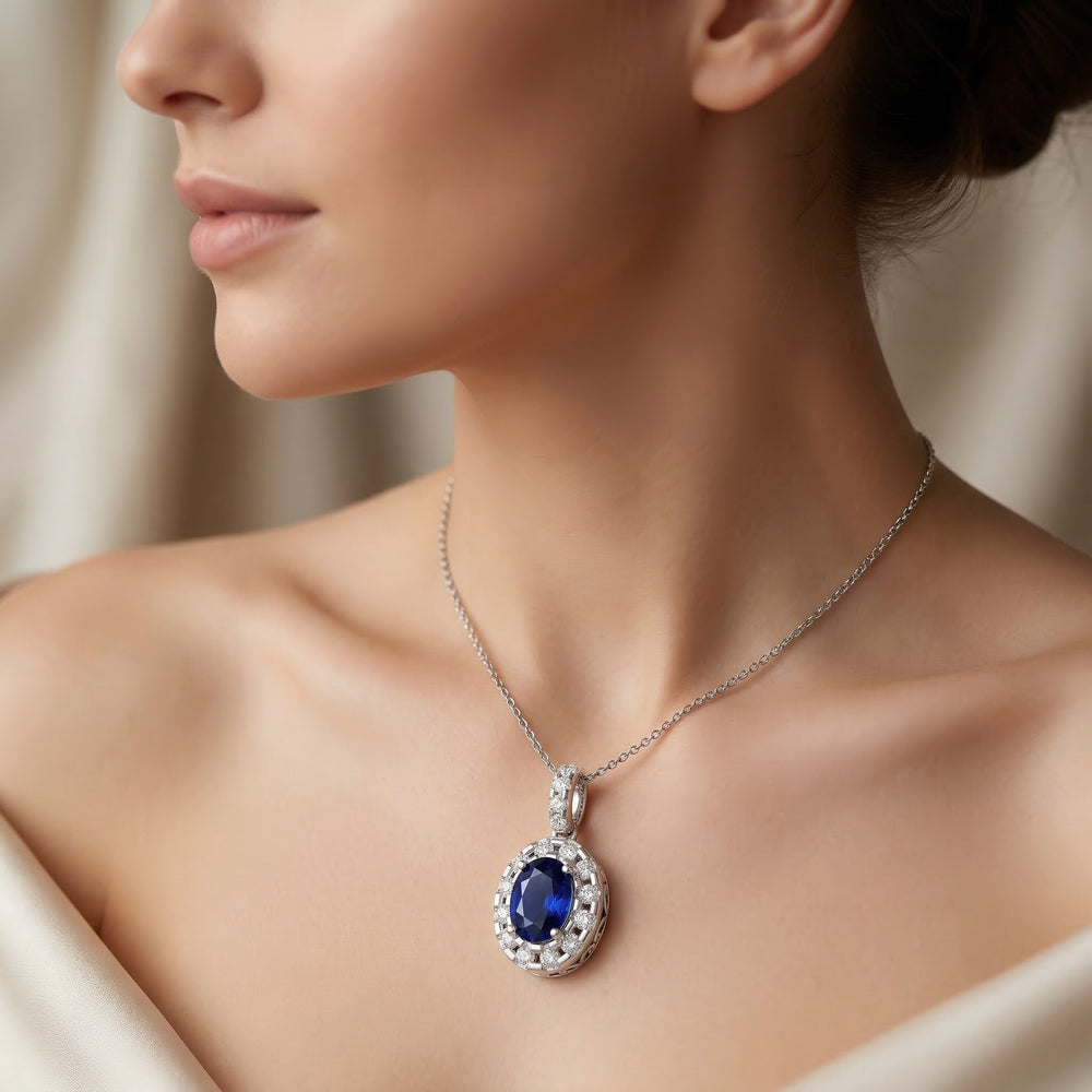 14KW PREC COLOR  HALO PENDANT