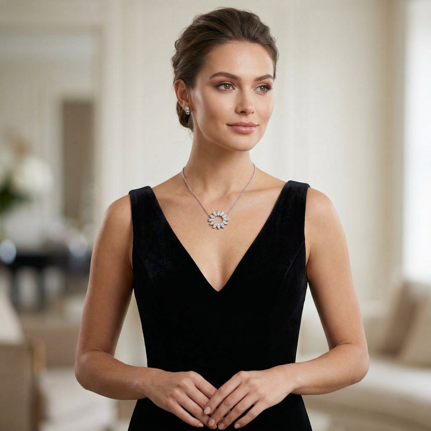 14KW DIAMOND MICRO PAVE CIRCLE NECK