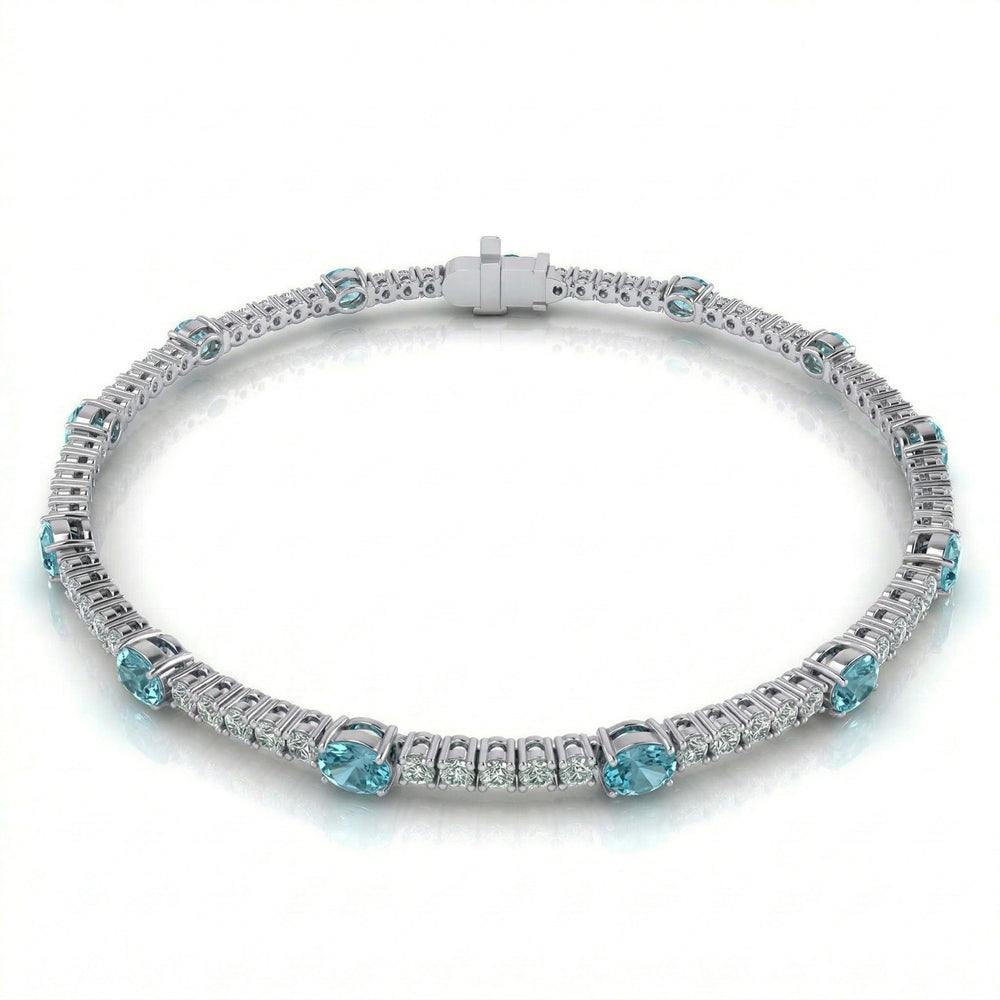 14KY SEMI PREC COLOR PRONG SET LINE BRACELET