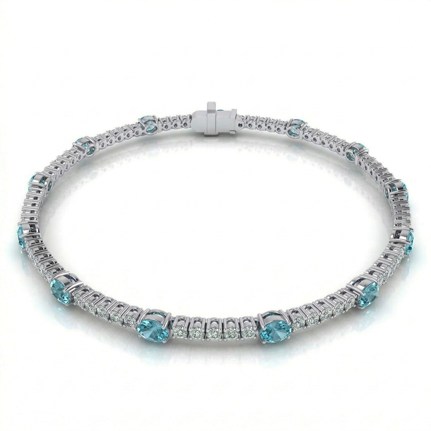 14KY SEMI PREC COLOR PRONG SET LINE BRACELET