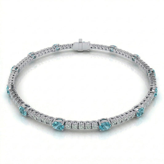 14KY SEMI PREC COLOR PRONG SET LINE BRACELET
