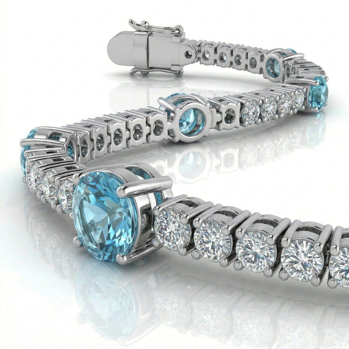 14KY SEMI PREC COLOR PRONG SET LINE BRACELET