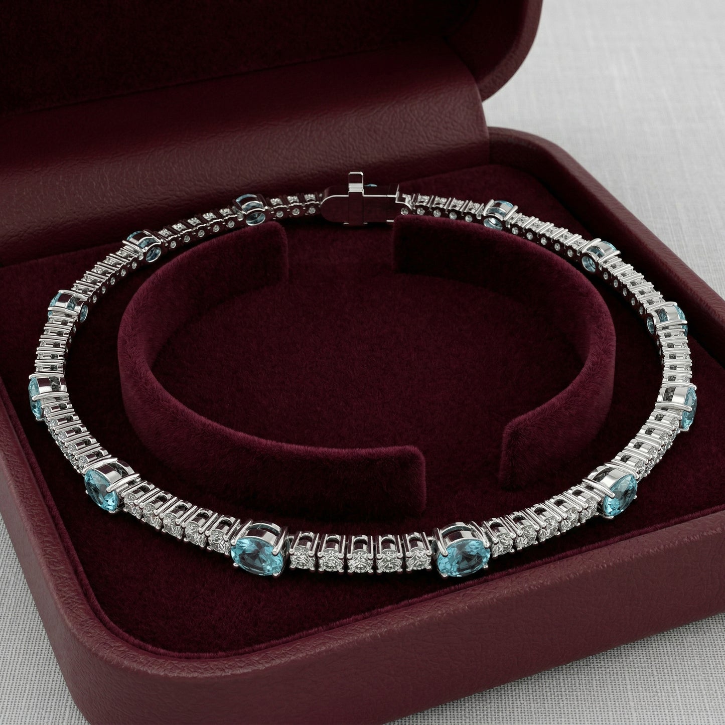 14KY SEMI PREC COLOR PRONG SET LINE BRACELET