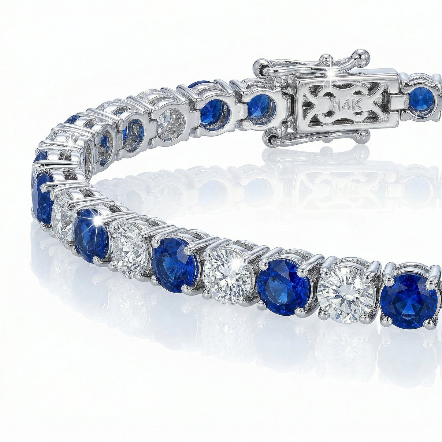 14KW PREC COLOR 4 PRONG TENNIS BRACELET