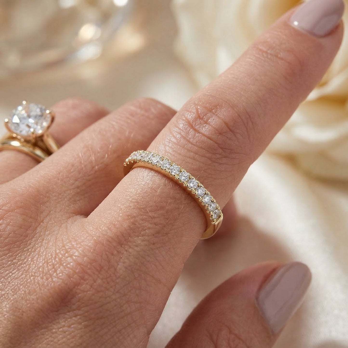 14KY DIAMOND U PRONG  BAND RING