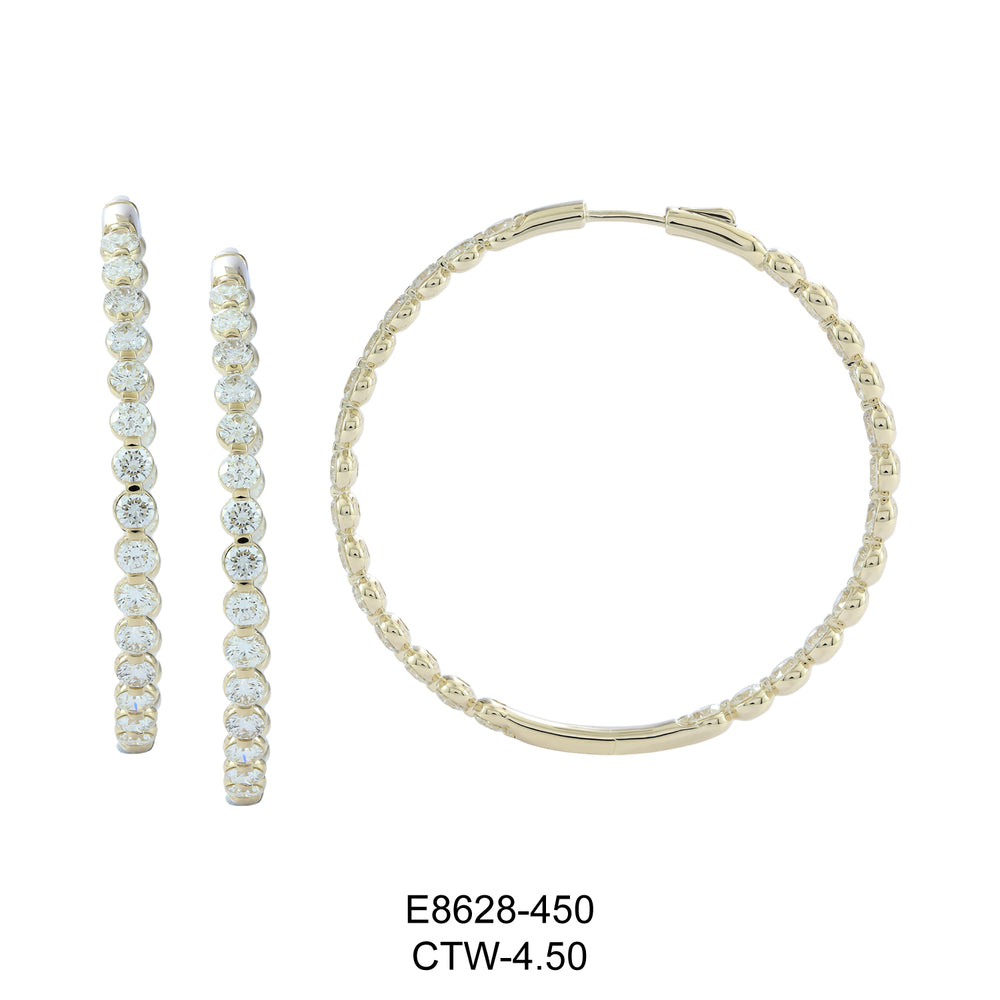 14KW DIAMOND RD HOOP EURO CUP EARRING
