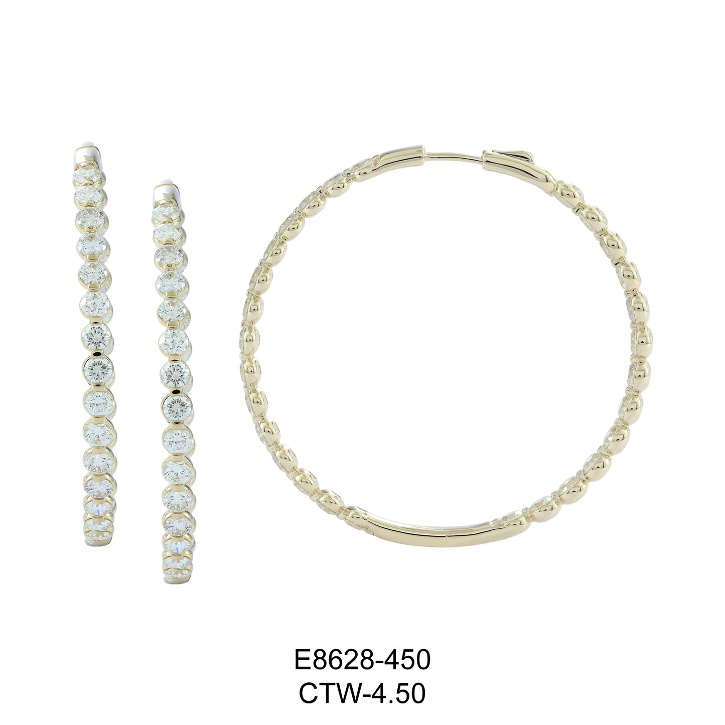 14KW DIAMOND RD HOOP EURO CUP EARRING