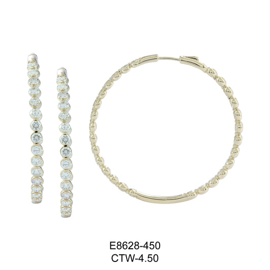 14KW DIAMOND RD HOOP EURO CUP EARRING