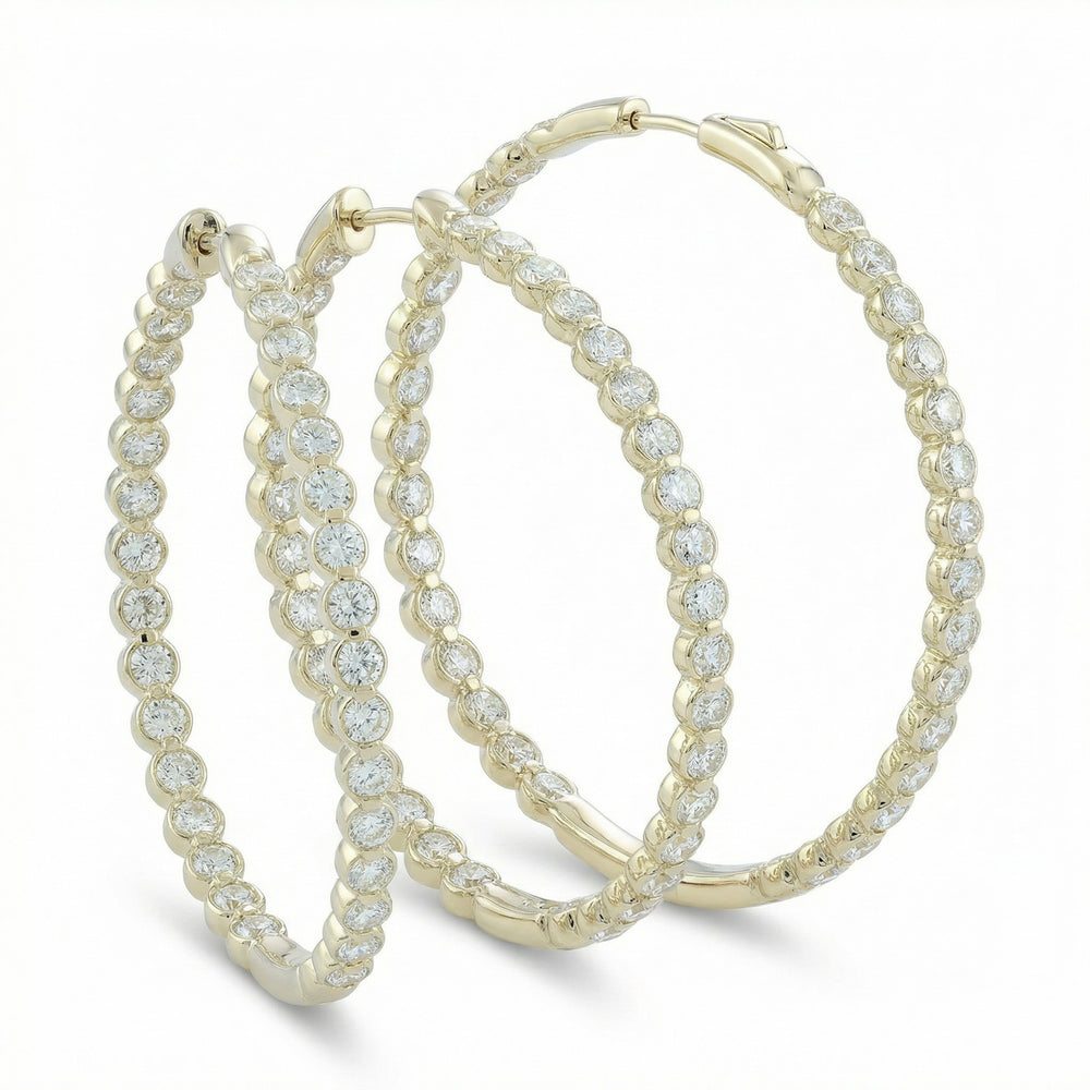 14KW DIAMOND RD HOOP EURO CUP EARRING