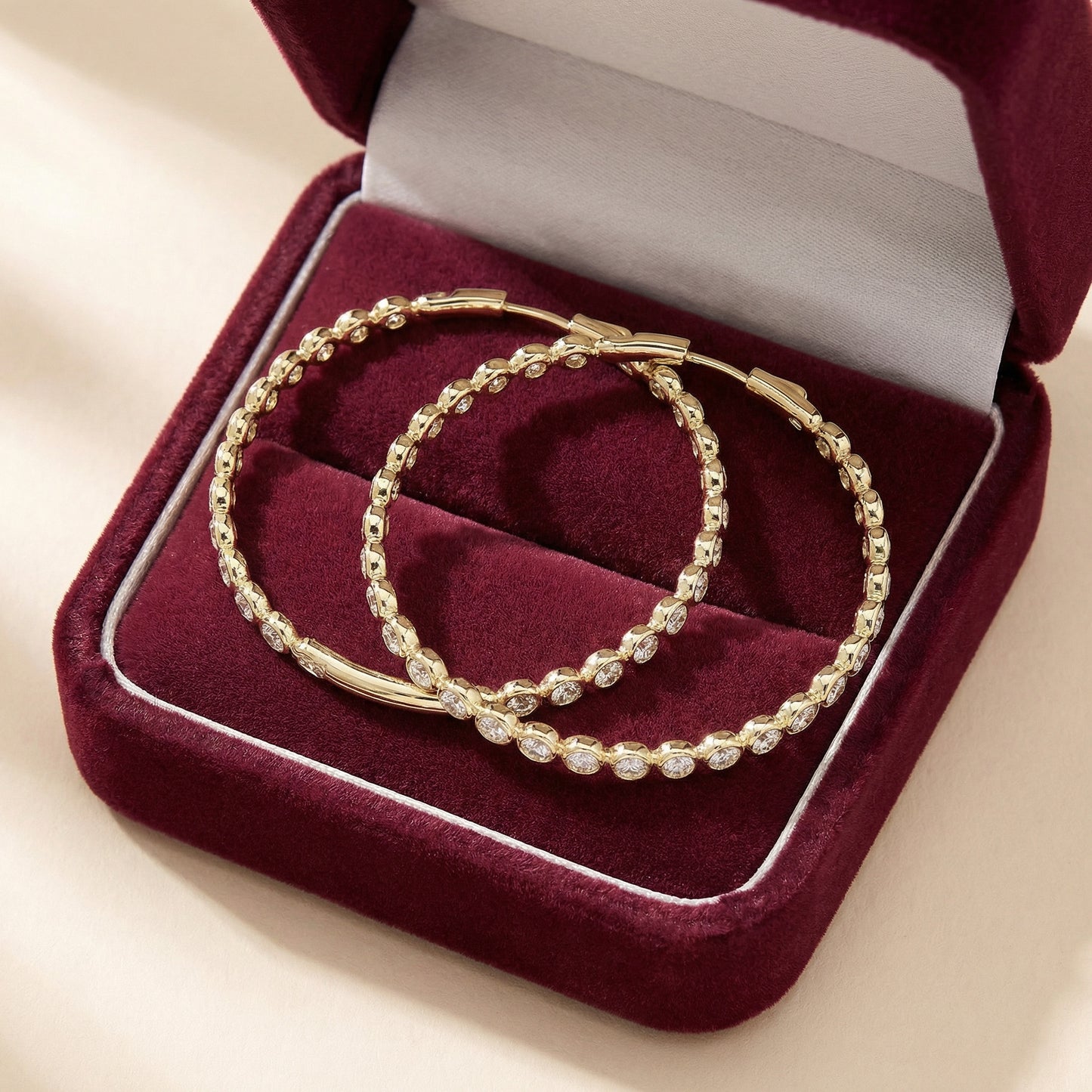 14KW DIAMOND RD HOOP EURO CUP EARRING