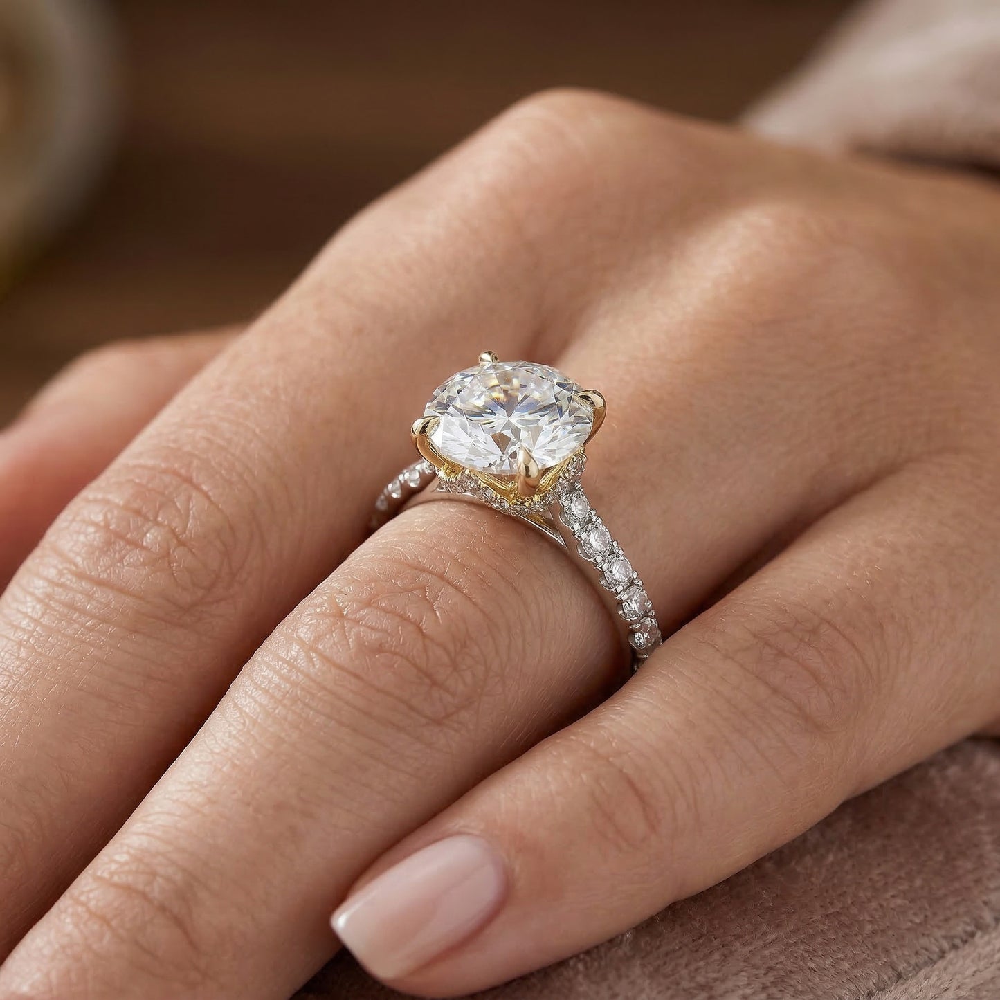 14KW/Y DIAMOND HIDDEN HALO SEMIMOUNT RING