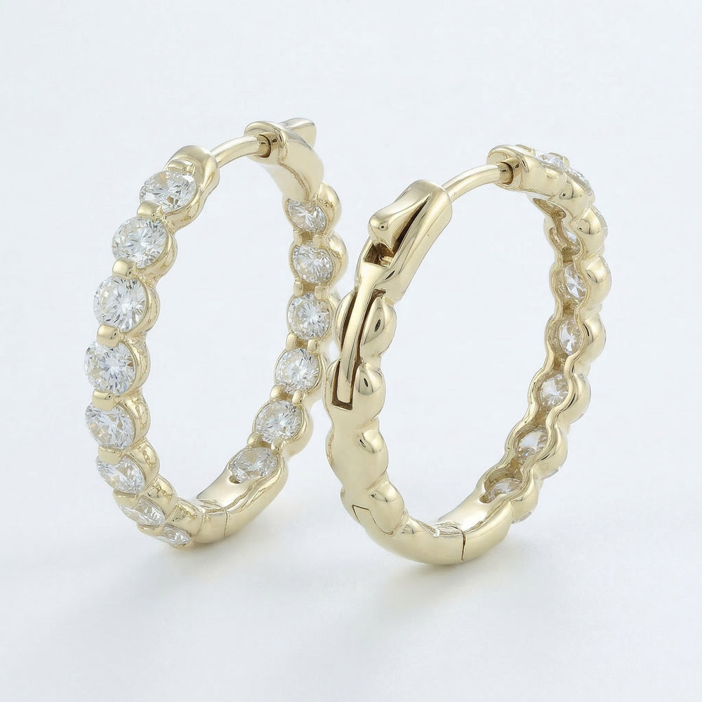 14KY DIAMOND RD HOOP EURO CUP EARRING