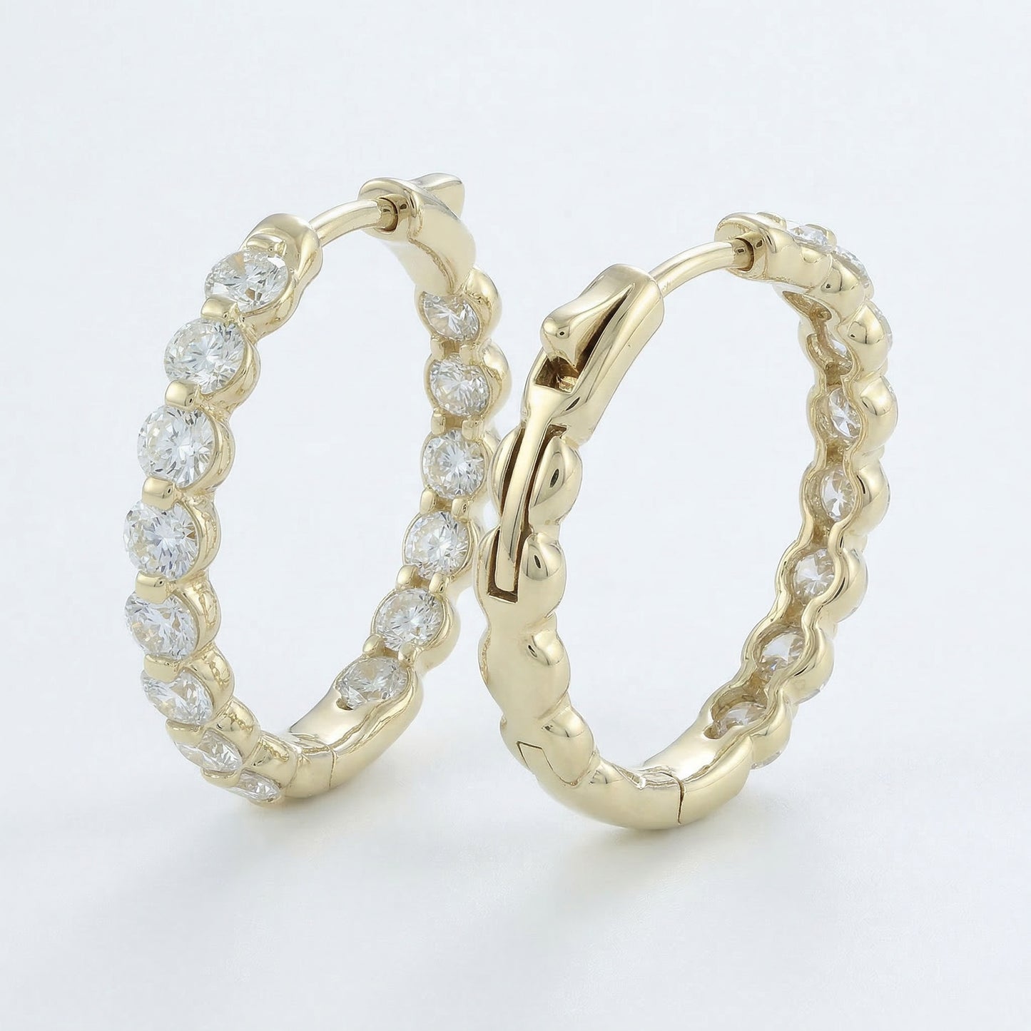 14KY DIAMOND RD HOOP EURO CUP EARRING