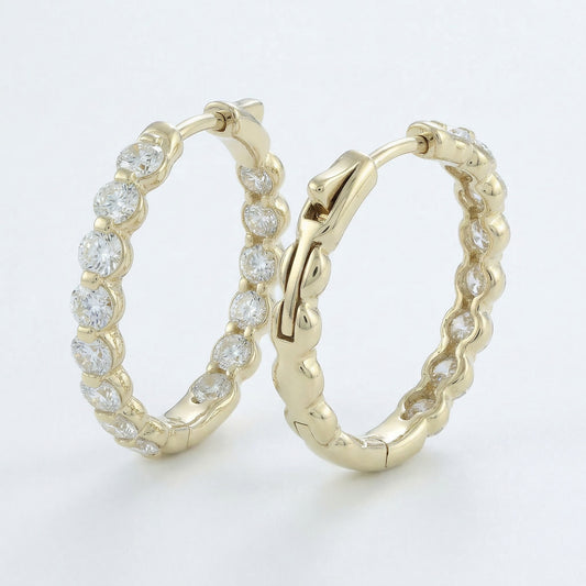 14KY DIAMOND RD HOOP EURO CUP EARRING