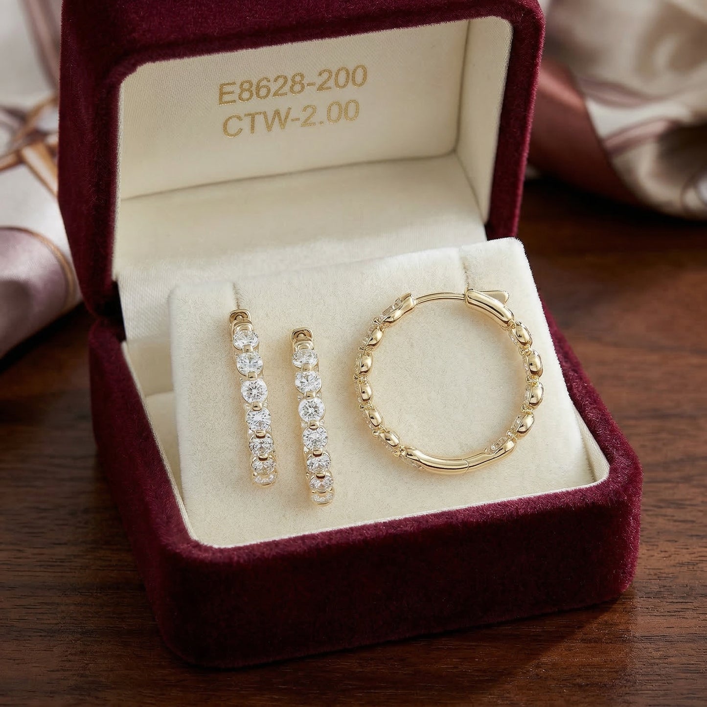 14KY DIAMOND RD HOOP EURO CUP EARRING