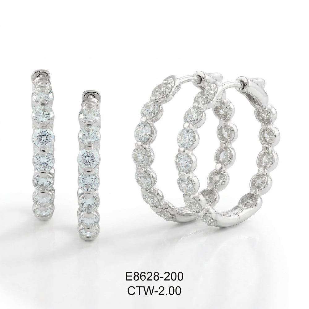 14KW DIAMOND RD HOOP EURO CUP EARRING