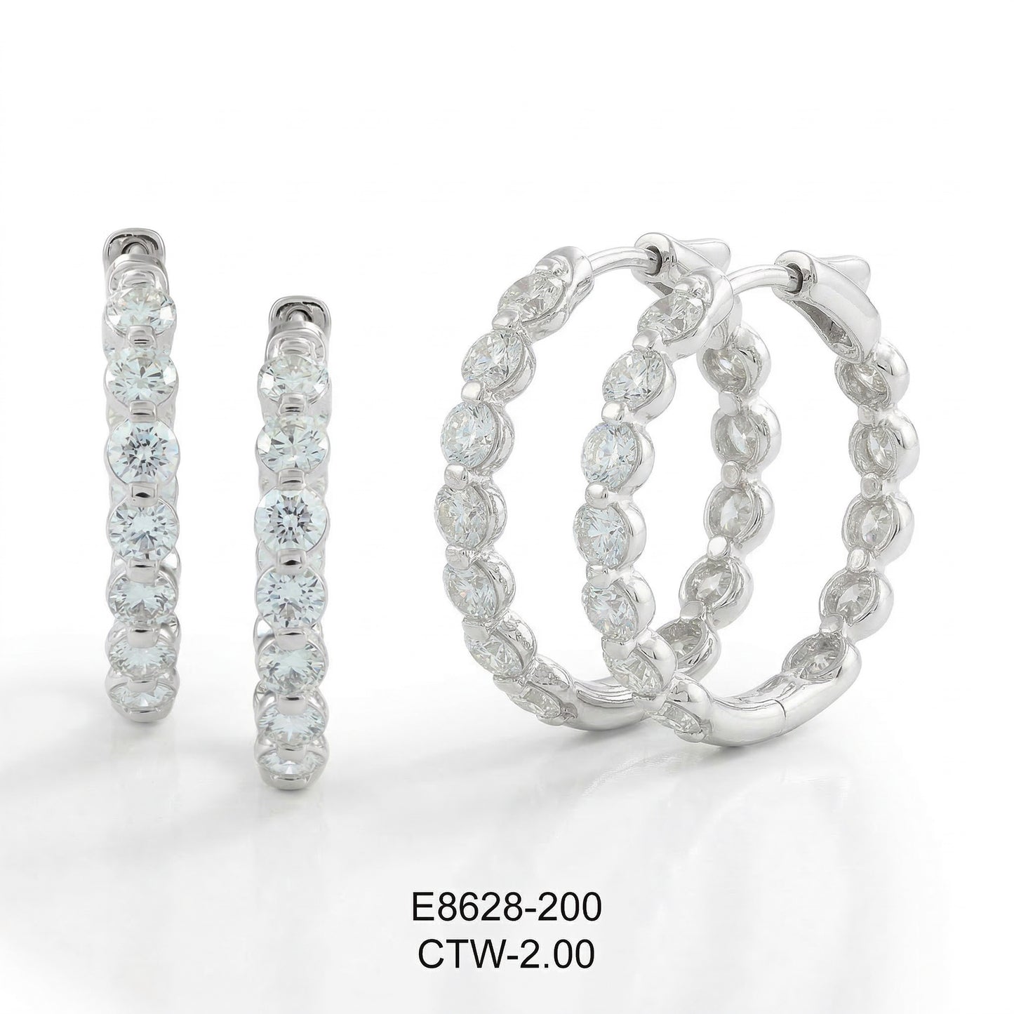 14KW DIAMOND RD HOOP EURO CUP EARRING