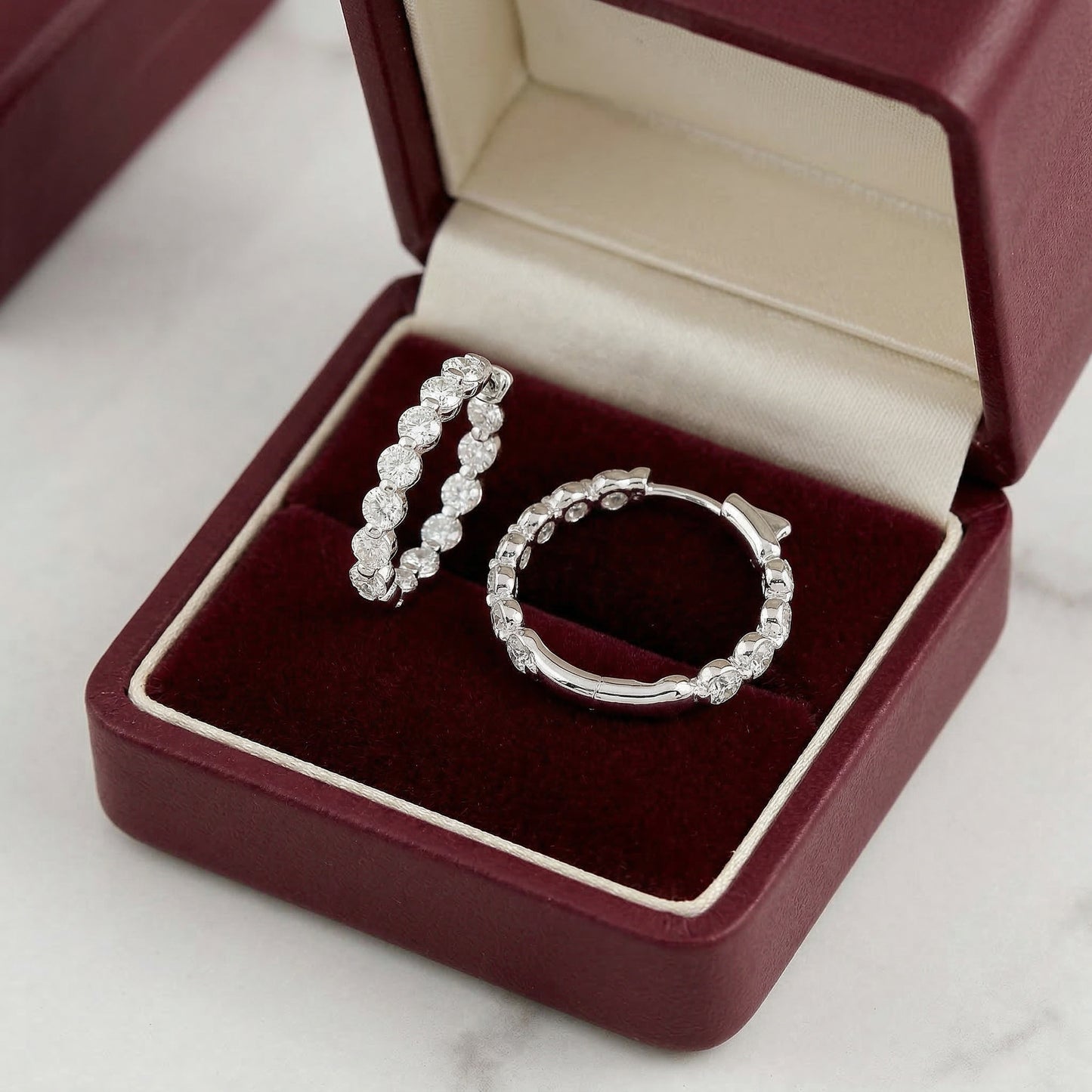 14KW DIAMOND RD HOOP EURO CUP EARRING