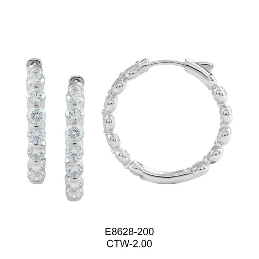 14KW DIAMOND RD HOOP EURO CUP EARRING