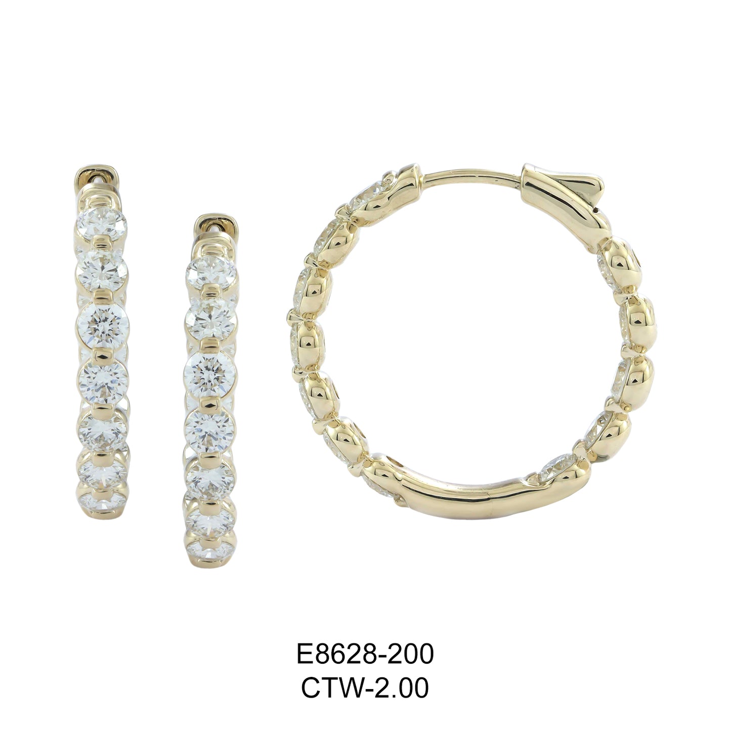 14KY DIAMOND RD HOOP EURO CUP EARRING