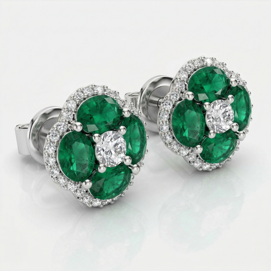 14KW PREC COLOR PRONG SET CLUSTER EARRING