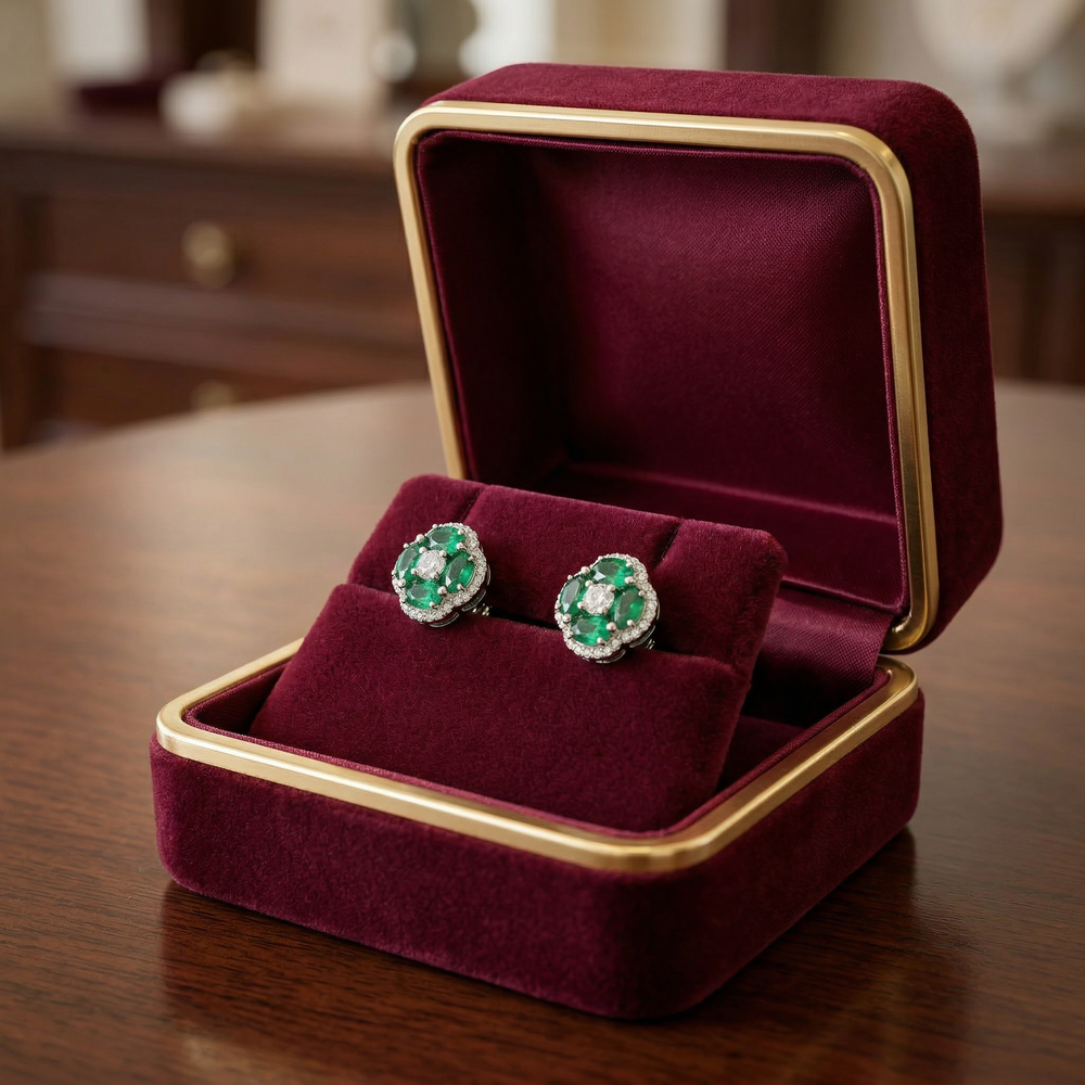 14KW PREC COLOR PRONG SET CLUSTER EARRING