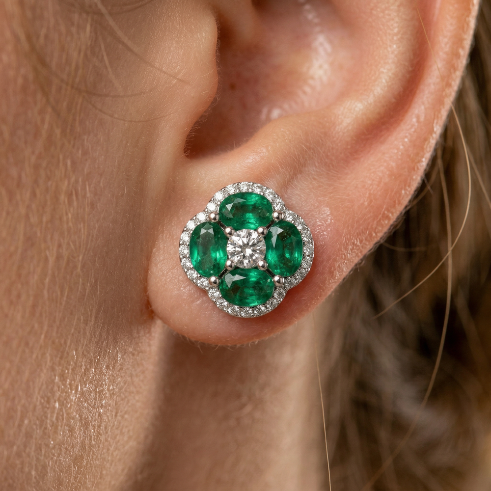 14KW PREC COLOR PRONG SET CLUSTER EARRING