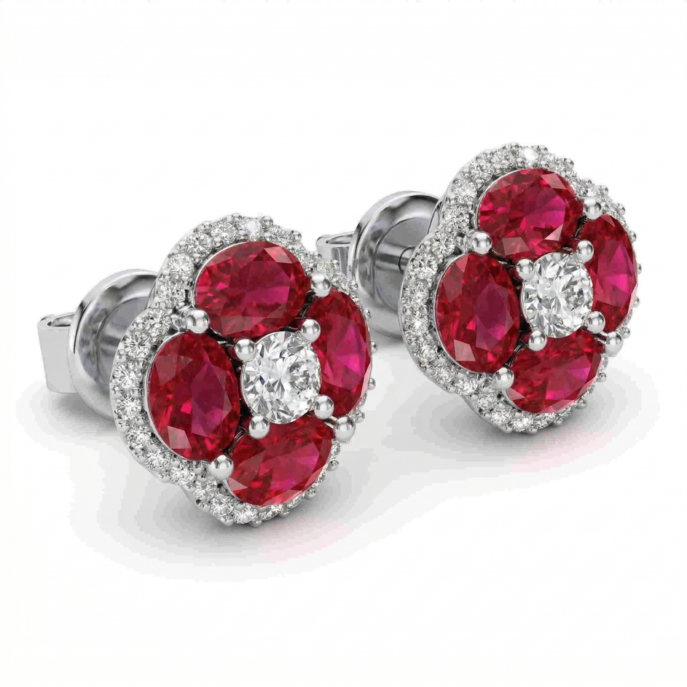 14KW PREC COLOR PRONG SET CLUSTER EARRING