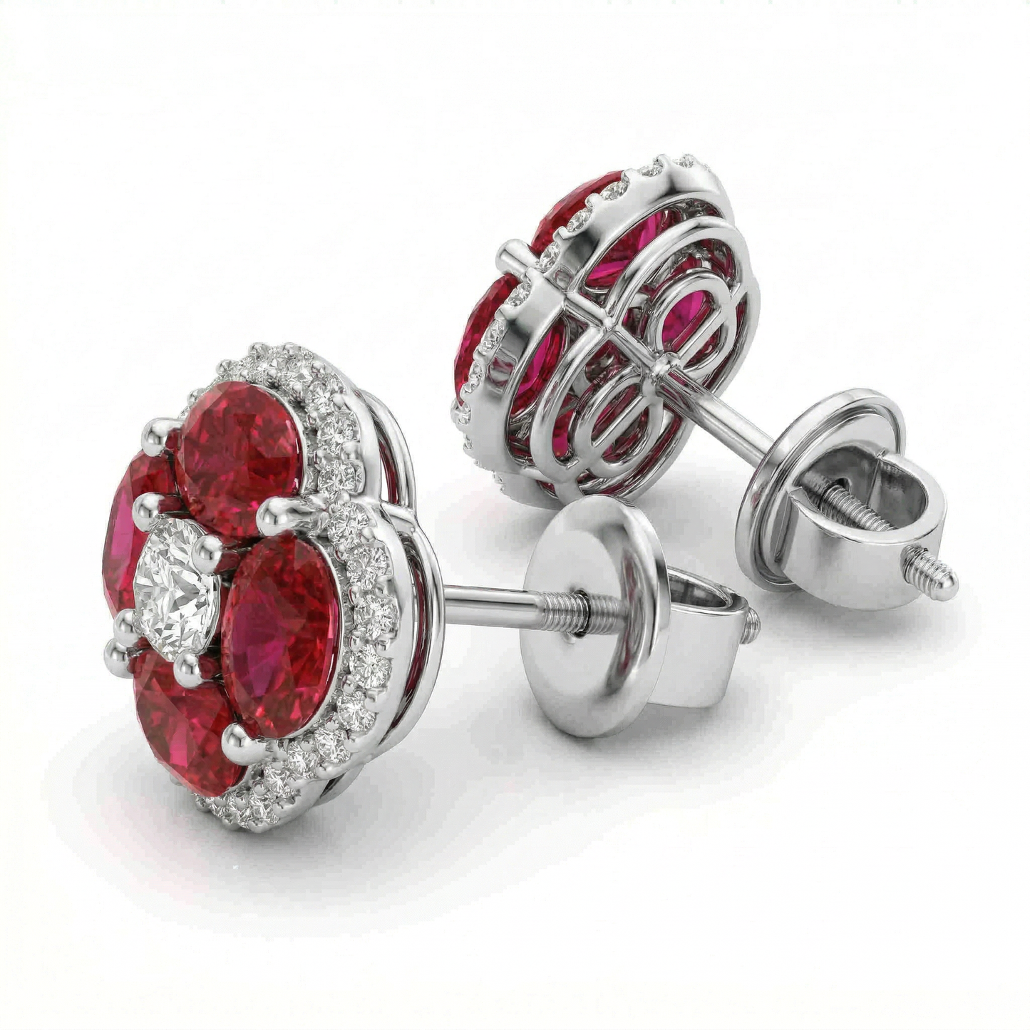 14KW PREC COLOR PRONG SET CLUSTER EARRING