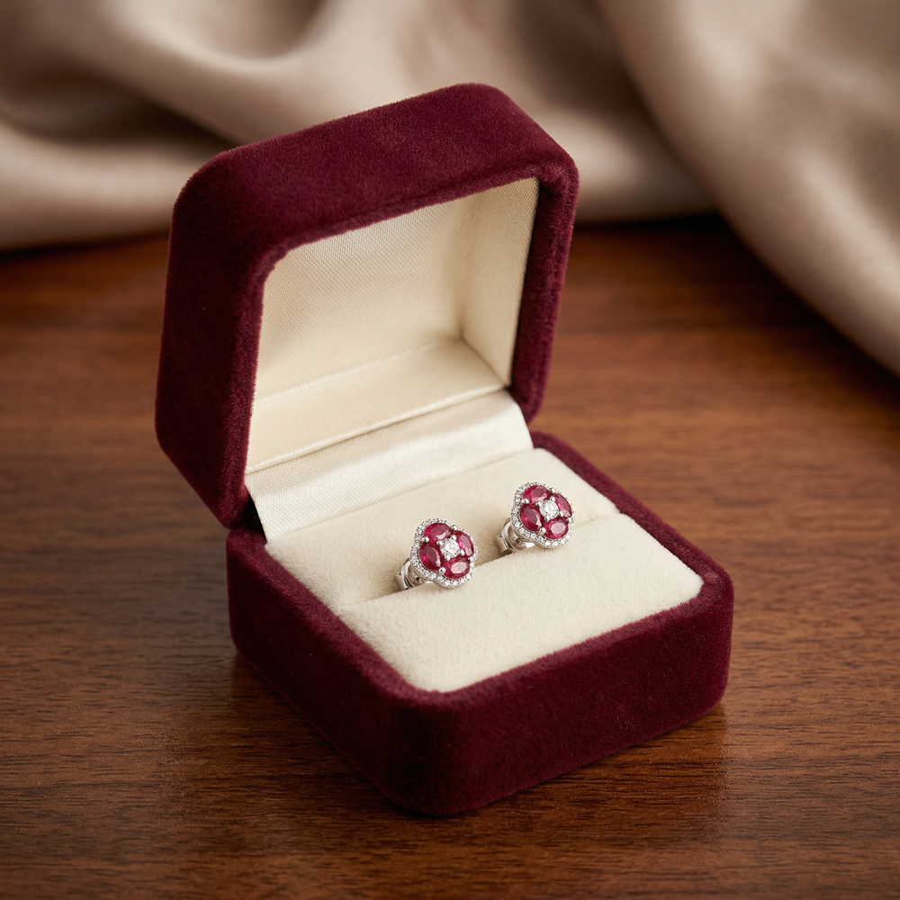 14KW PREC COLOR PRONG SET CLUSTER EARRING