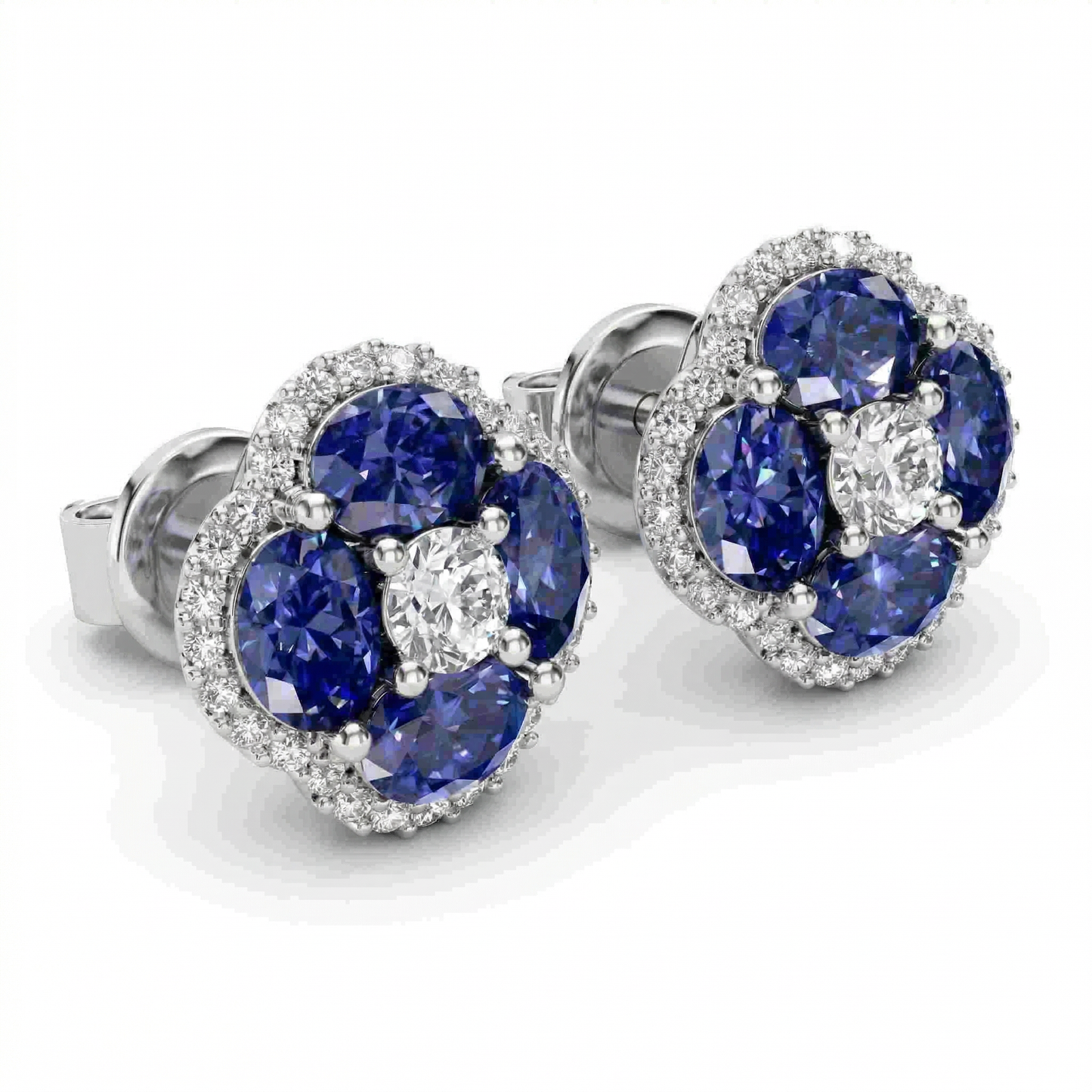 14KW PREC COLOR PRONG SET CLUSTER EARRING