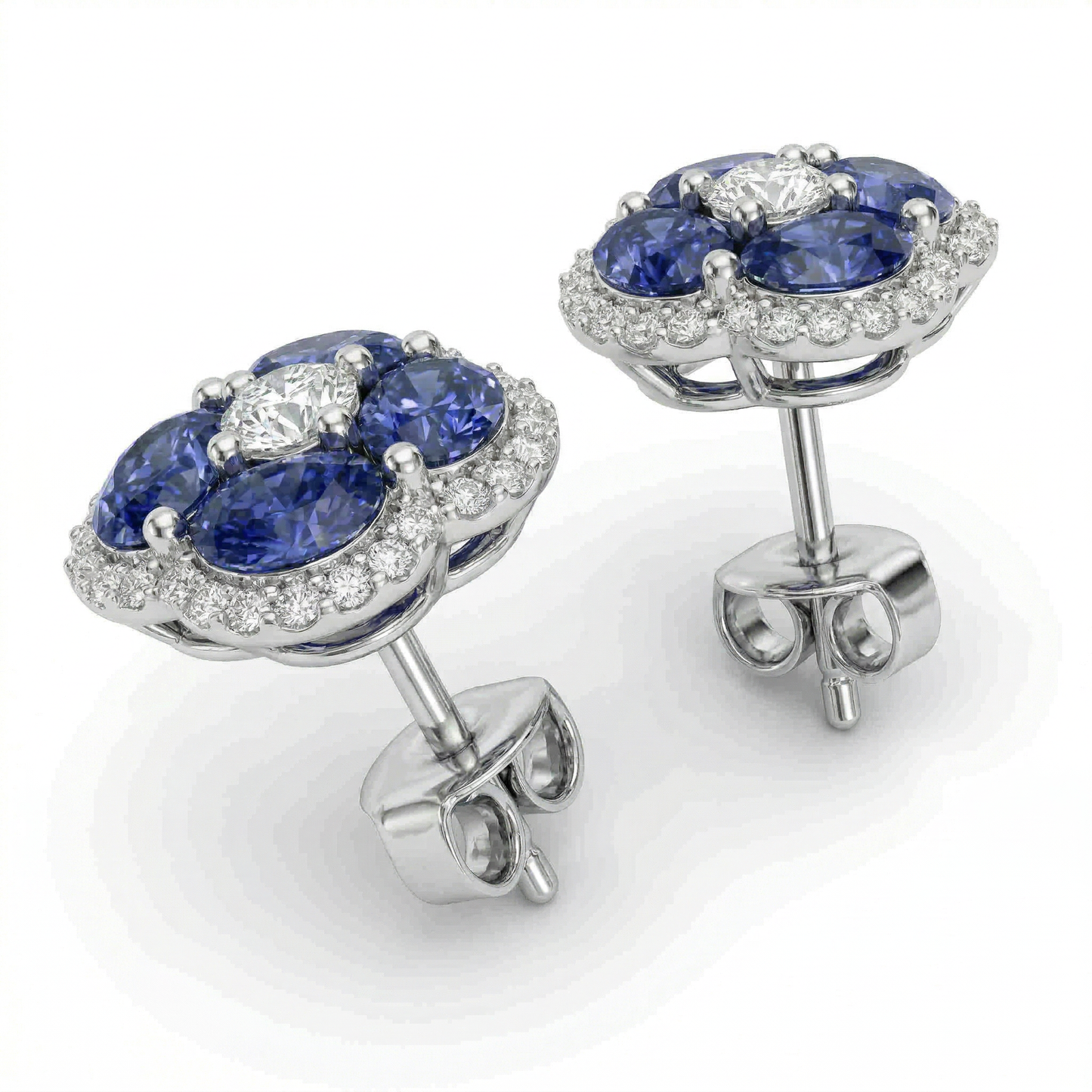 14KW PREC COLOR PRONG SET CLUSTER EARRING