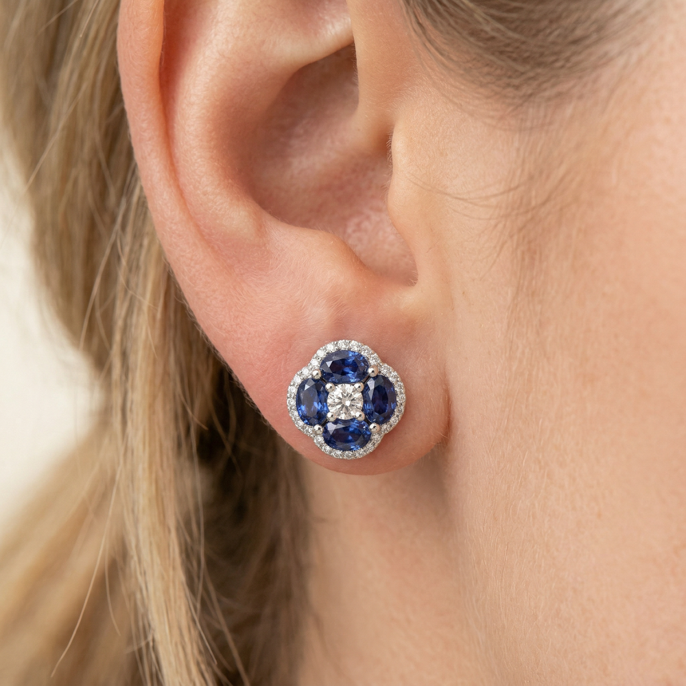 14KW PREC COLOR PRONG SET CLUSTER EARRING