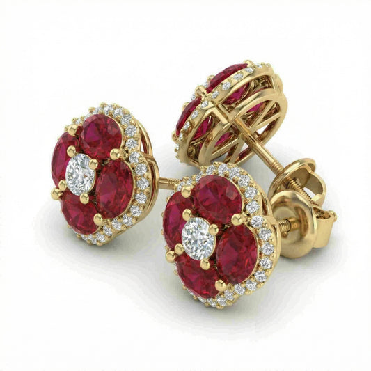 14KY PREC COLOR PRONG SET CLUSTER EARRING