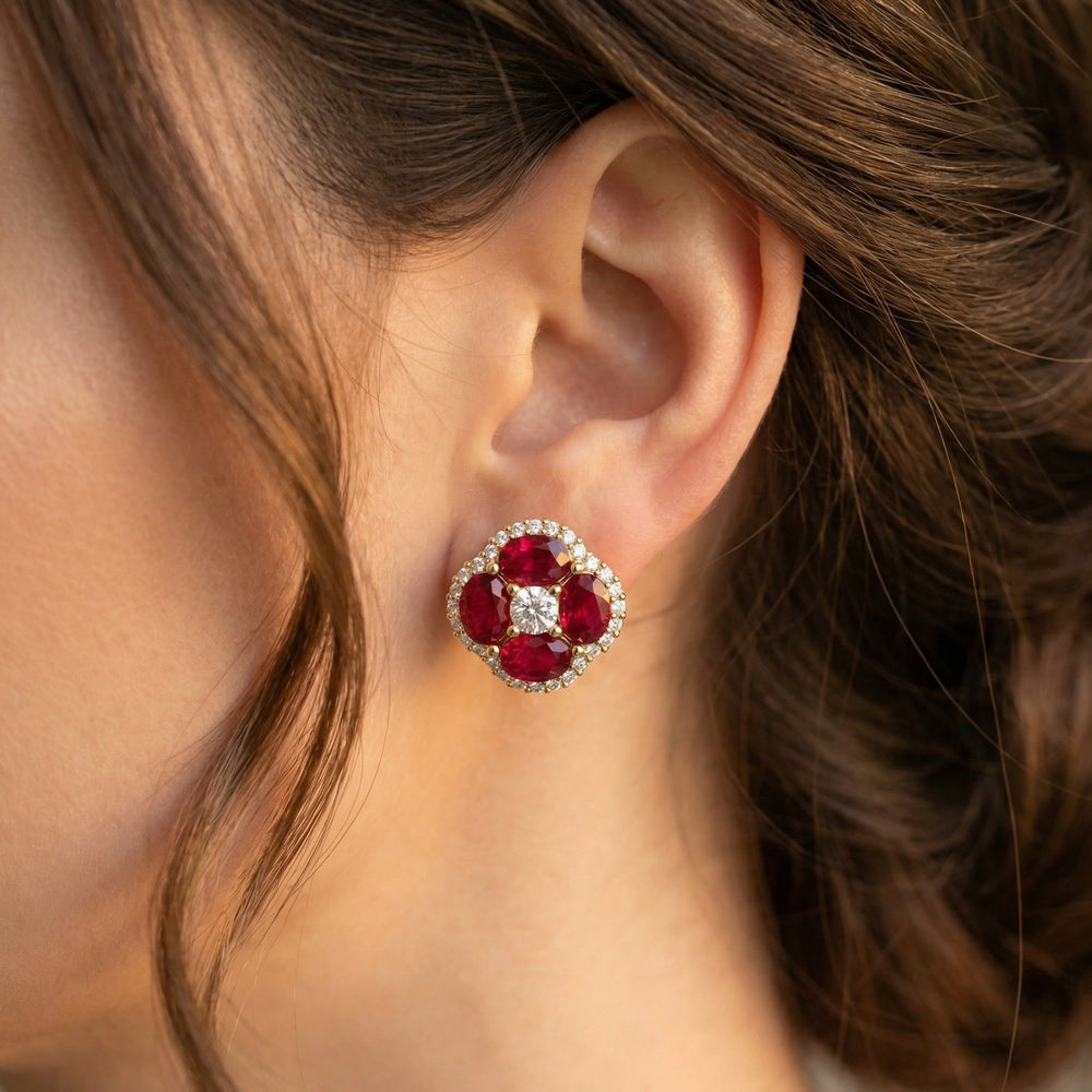 14KY PREC COLOR PRONG SET CLUSTER EARRING