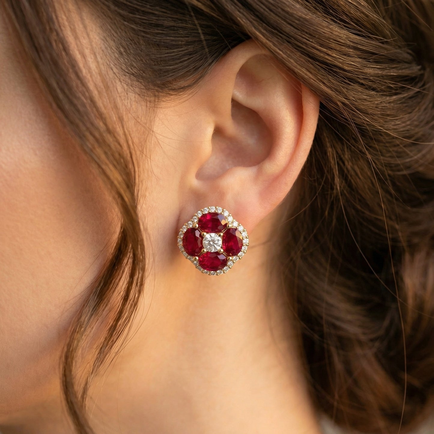 14KY PREC COLOR PRONG SET CLUSTER EARRING