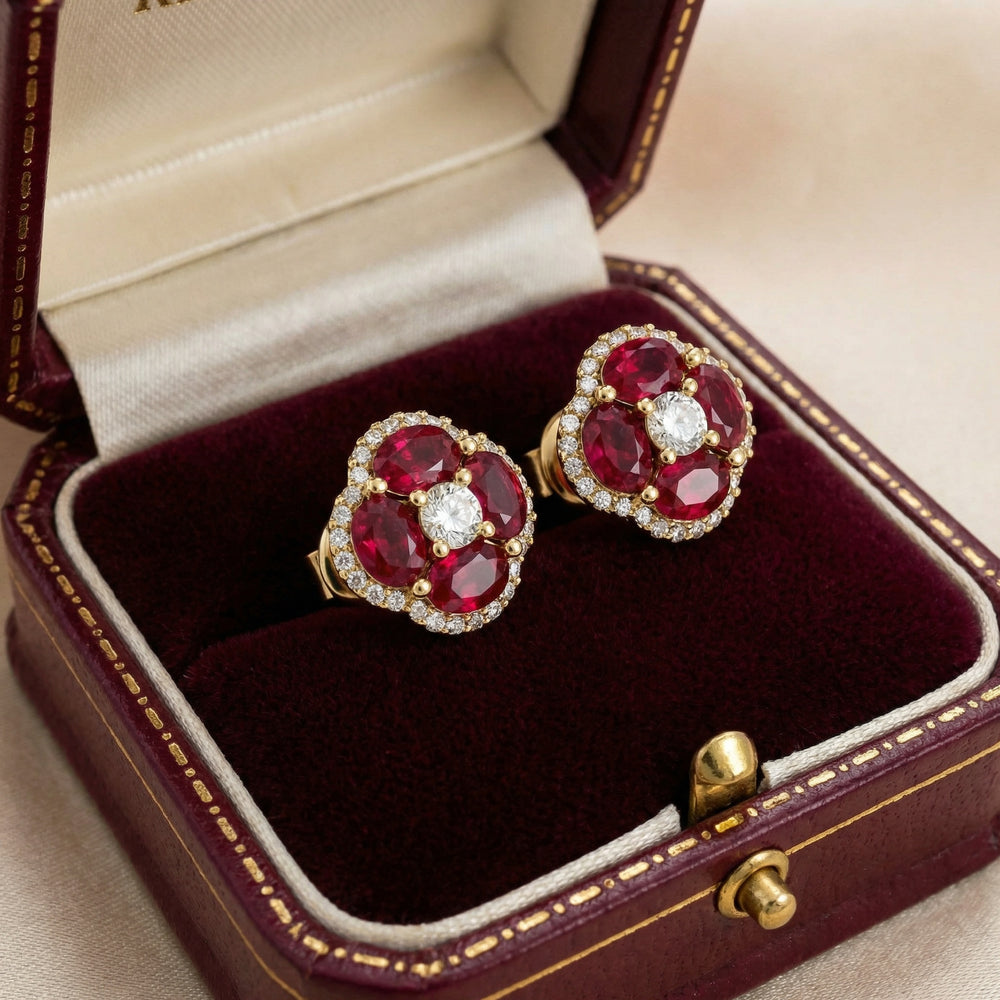 14KY PREC COLOR PRONG SET CLUSTER EARRING