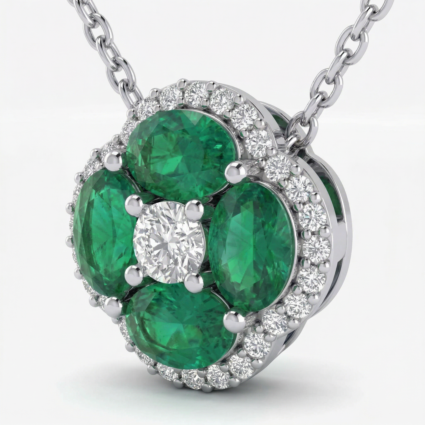 14KW PREC COLOR PRONG SET CLUSTER PENDANT