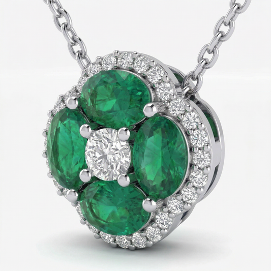 14KW PREC COLOR PRONG SET CLUSTER PENDANT