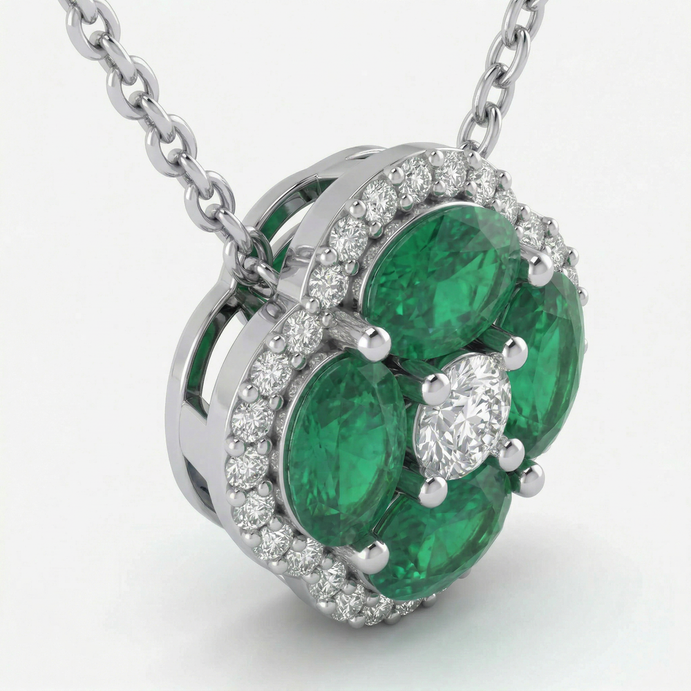 14KW PREC COLOR PRONG SET CLUSTER PENDANT