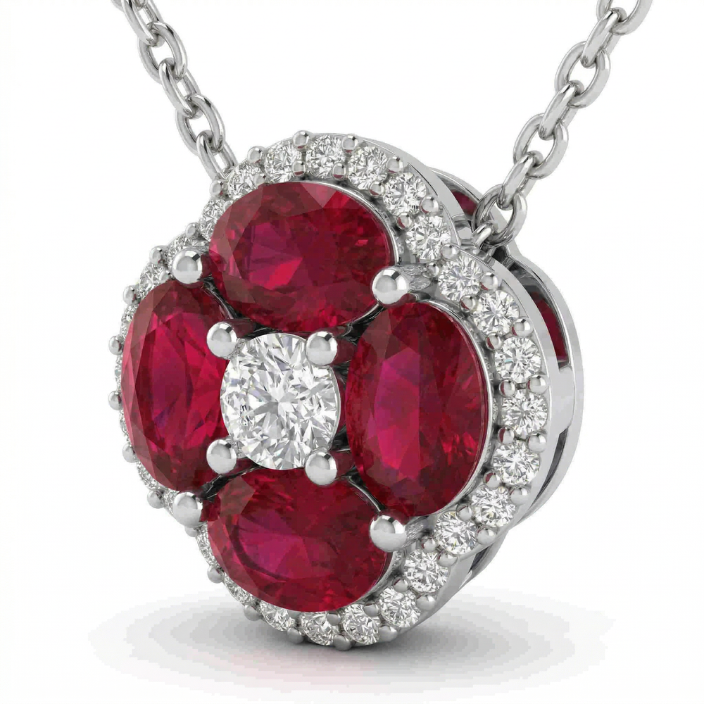14KW PREC COLOR PRONG SET CLUSTER PENDANT
