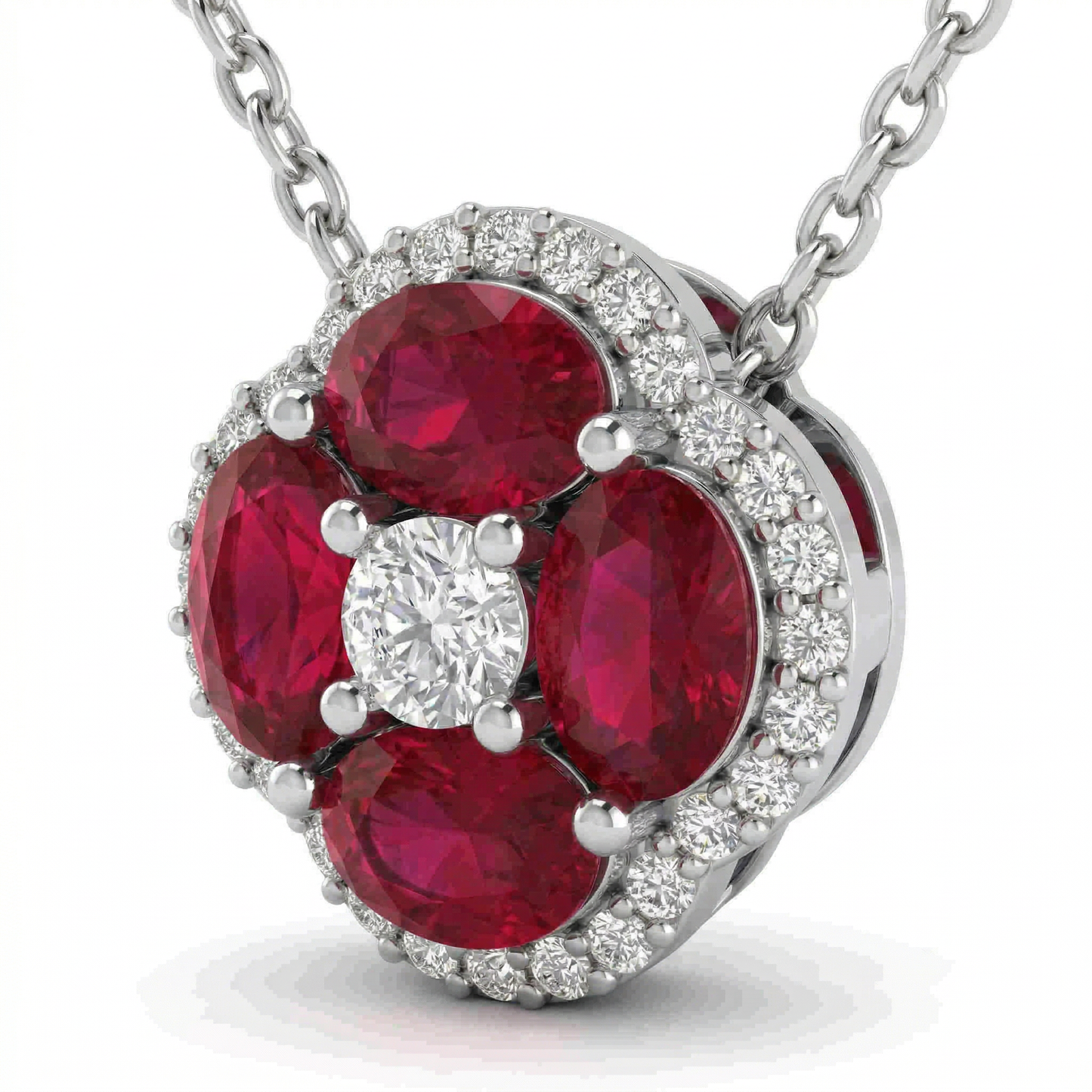 14KW PREC COLOR PRONG SET CLUSTER PENDANT