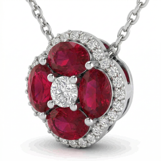 14KW PREC COLOR PRONG SET CLUSTER PENDANT